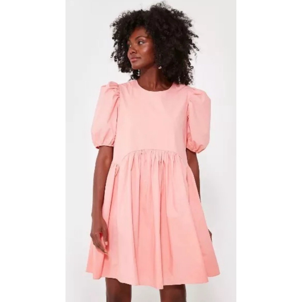 Elegant Pink Puff Sleeve Mini Dress